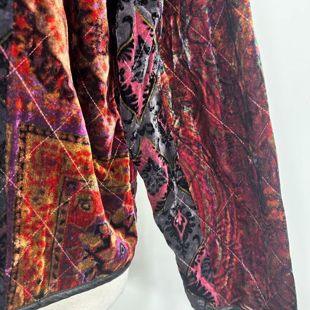 COLDWATER CREEK Velvet Blazer Floral Button Dark Romantic Holiday Boho PXL - Picture 6 of 13
